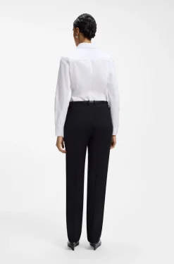 Slim-fit cotton-blend blouse with side zip