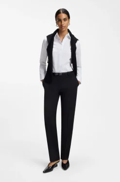Slim-fit cotton-blend blouse with side zip