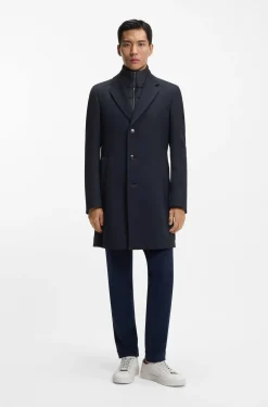 Slim-fit cotton-blend coat with detachable padded inner