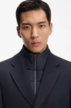 Slim-fit cotton-blend coat with detachable padded inner