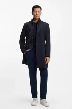Slim-fit cotton-blend coat with detachable padded inner
