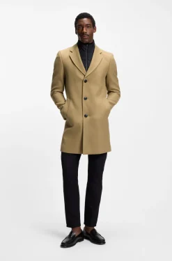 Slim-fit cotton-blend coat with detachable padded inner
