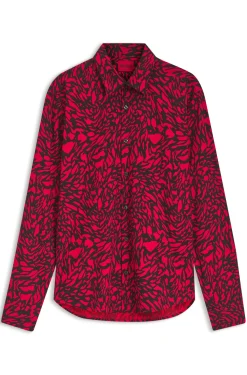 Slim-fit cotton poplin shirt with bold print