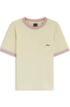 Slim-fit cotton T-shirt with contrast rib details