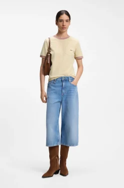 Slim-fit cotton T-shirt with contrast rib details