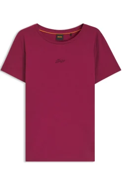Slim-fit cotton T-shirt with handwritten logo embroidery