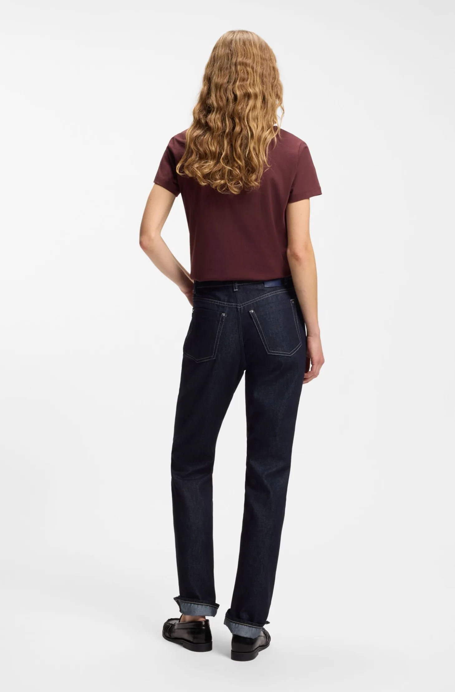 Slim-fit cotton T-shirt with handwritten logo embroidery