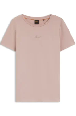 Slim-fit cotton T-shirt with handwritten logo embroidery
