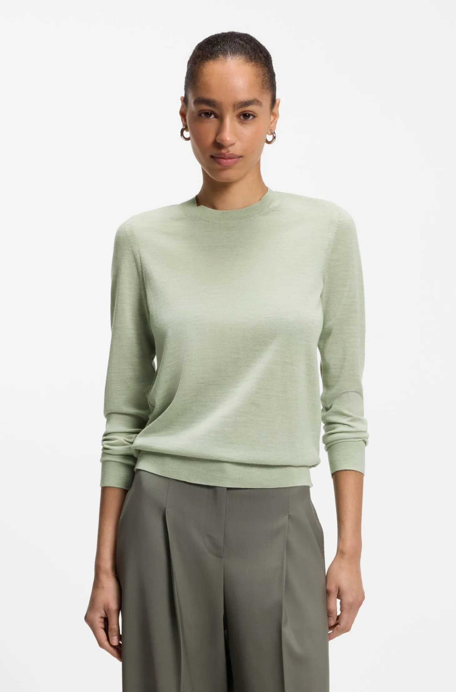 Slim-fit crew-neck sweater in merino wool