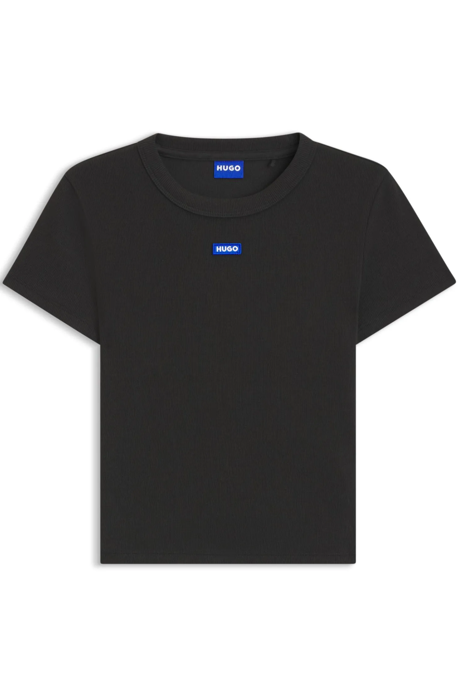 Slim-fit cropped T-shirt in stretch cotton
