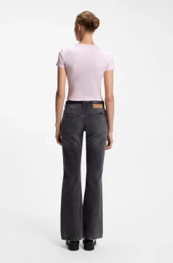 Slim-fit cropped T-shirt in stretch cotton