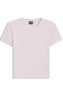 Slim-fit cropped T-shirt in stretch cotton