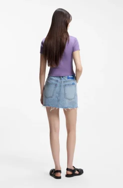 Slim-fit cropped T-shirt in stretch cotton