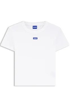 Slim-fit cropped T-shirt in stretch cotton