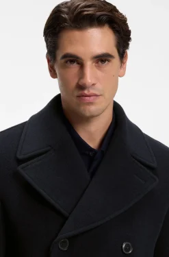 Slim-fit double-breasted coat in a wool blend