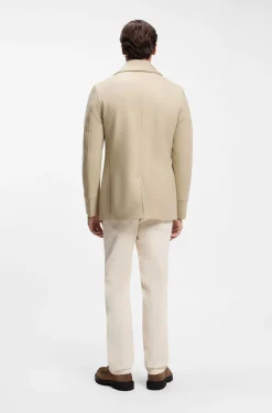 Slim-fit double-breasted short coat in a wool blend