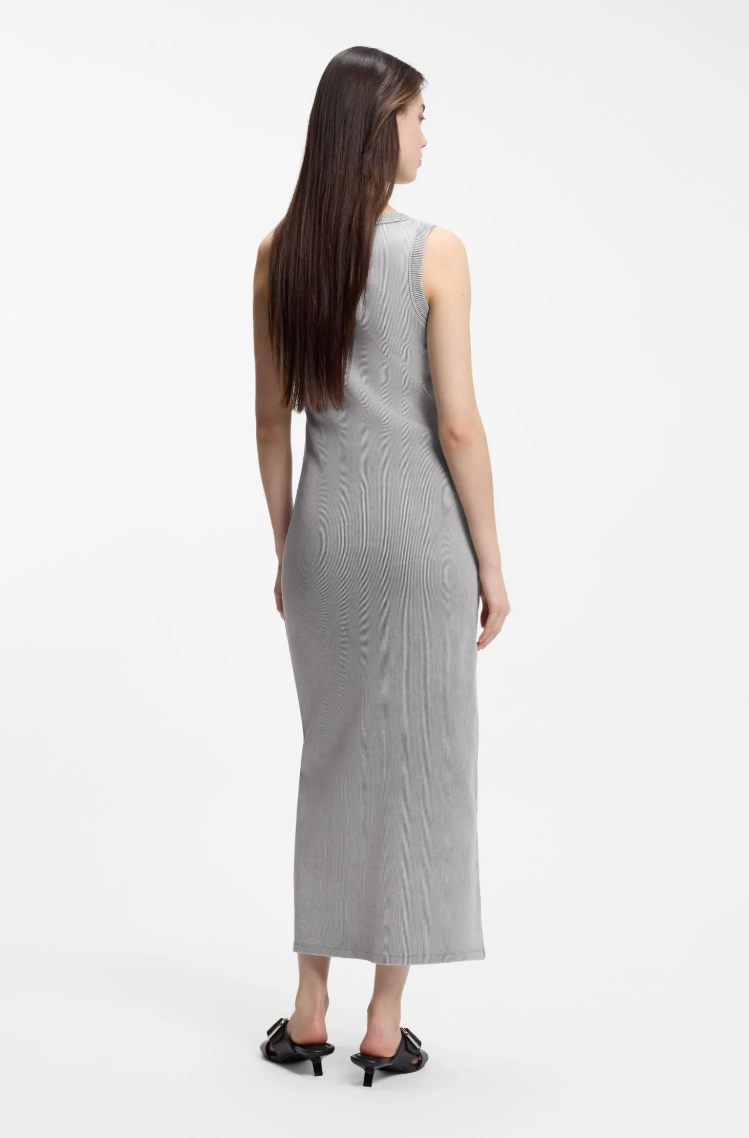 Slim-fit dress in stretch cotton with embossed logo