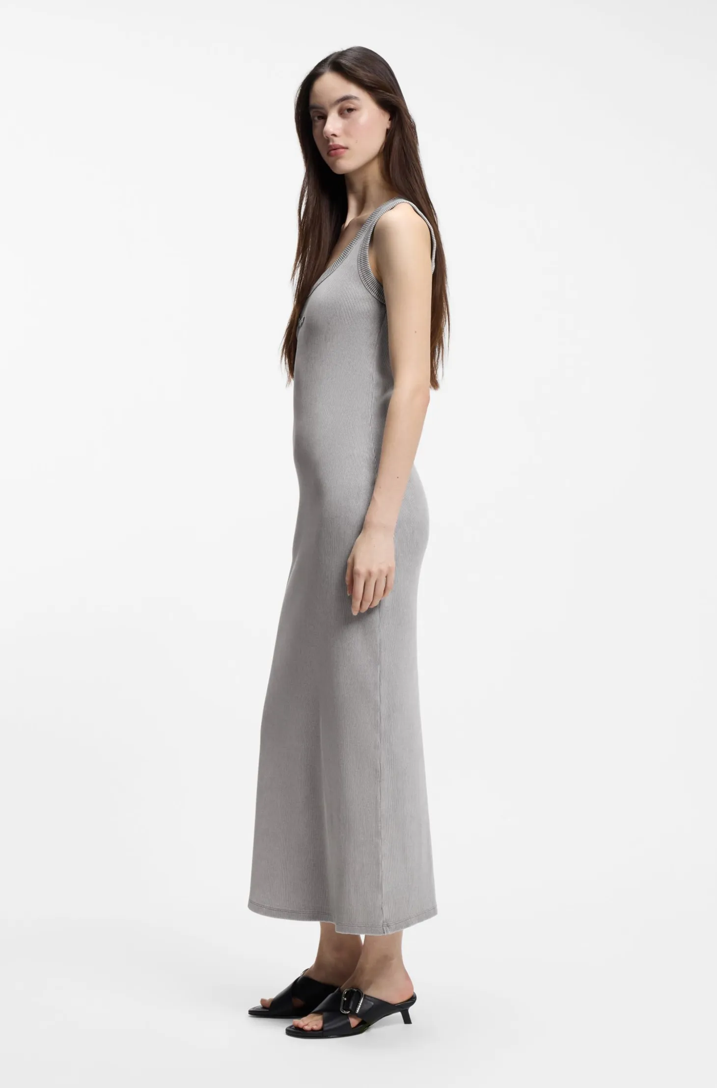 Slim-fit dress in stretch cotton with embossed logo