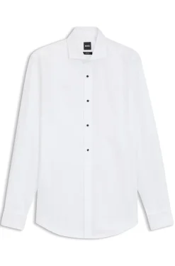Slim-fit dress shirt in easy-iron stretch-cotton poplin