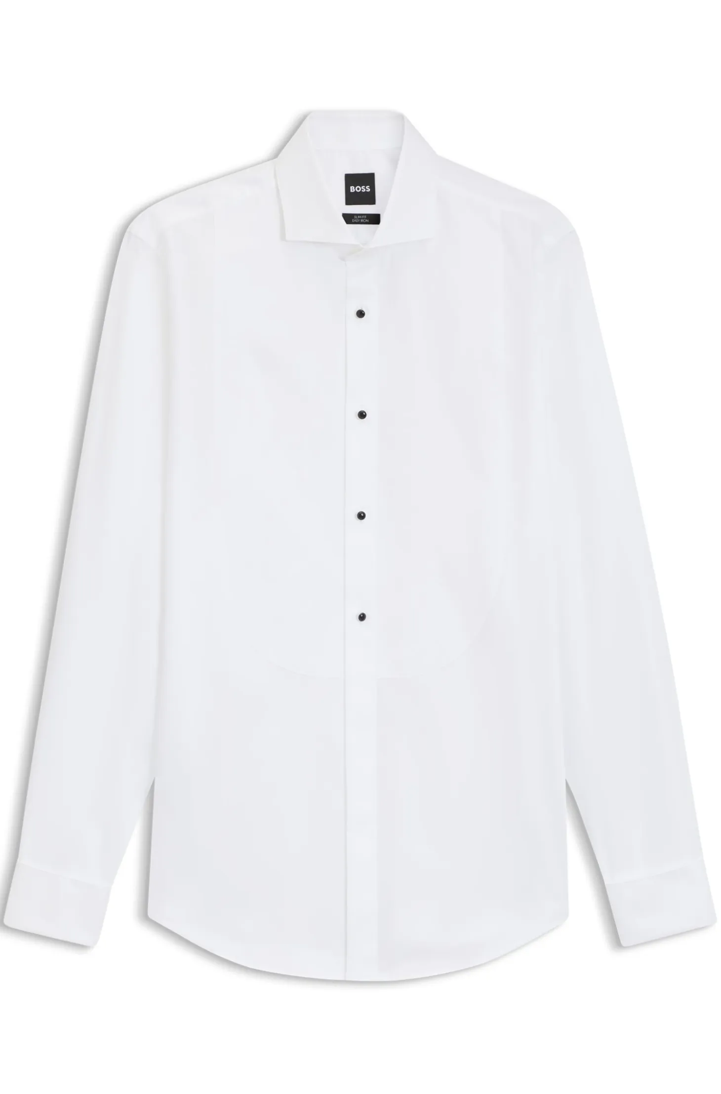 Slim-fit dress shirt in easy-iron stretch-cotton poplin