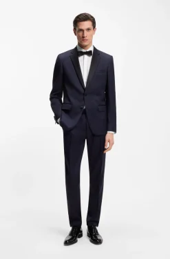 Slim-fit dress shirt in easy-iron stretch cotton