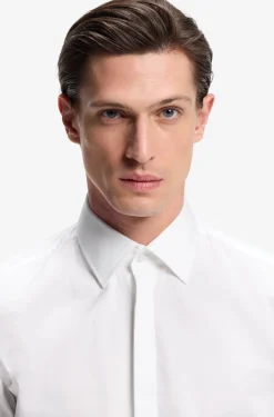 Slim-fit dress shirt in easy-iron stretch cotton