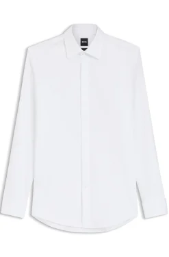 Slim-fit dress shirt in easy-iron stretch cotton