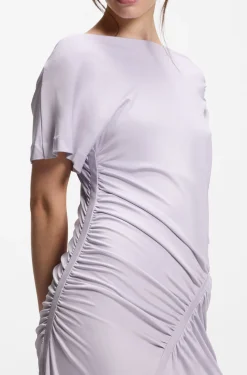 Slim-fit dress with gathered details