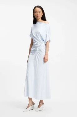 Slim-fit dress with gathered details