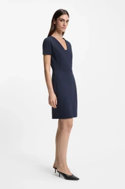 Slim-fit dress with piped waist
