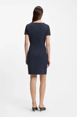 Slim-fit dress with piped waist