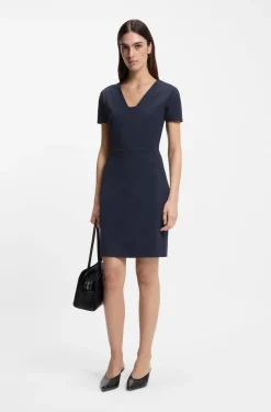Slim-fit dress with piped waist
