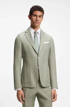 Slim-fit jacket in a micro-patterned linen blend