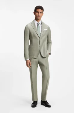 Slim-fit jacket in a micro-patterned linen blend