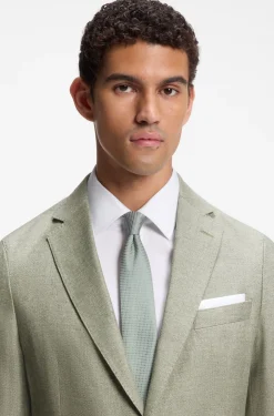 Slim-fit jacket in a micro-patterned linen blend