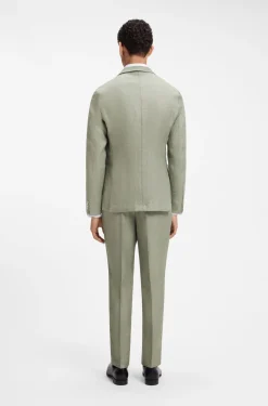 Slim-fit jacket in a micro-patterned linen blend