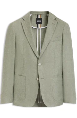 Slim-fit jacket in a micro-patterned linen blend