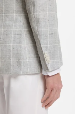 Slim-fit jacket in checked linen and virgin wool