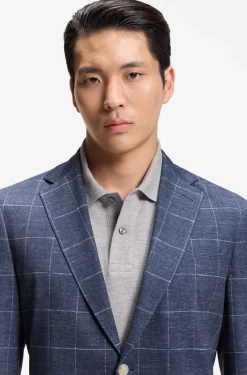 Slim-fit jacket in checked stretch jersey