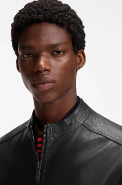 Slim-fit jacket in grained leather
