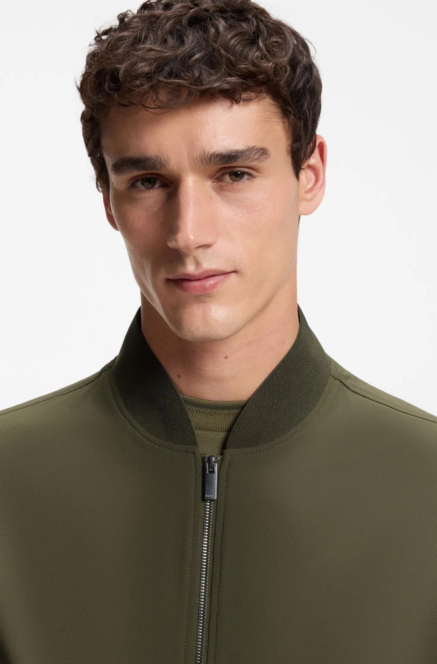 Slim-fit jacket in micro-patterned stretch fabric