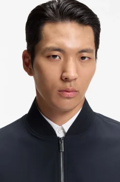 Slim-fit jacket in micro-patterned stretch fabric