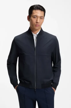 Slim-fit jacket in micro-patterned stretch fabric