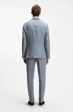 Slim-fit jacket in patterned linen