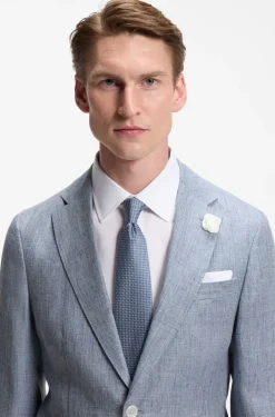 Slim-fit jacket in patterned linen