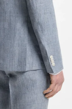 Slim-fit jacket in patterned linen