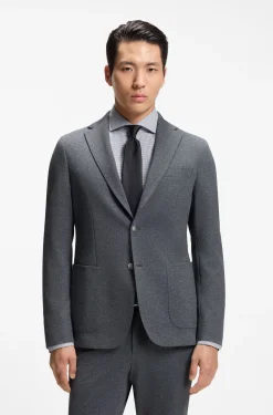 Slim-fit jacket in patterned stretch fabric