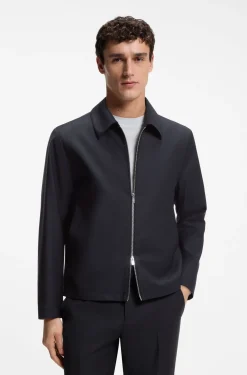 Slim-fit jacket in patterned stretch wool