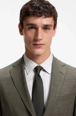 Slim-fit jacket in virgin wool and linen