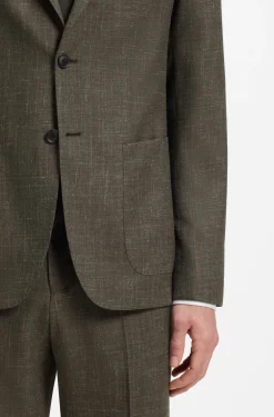 Slim-fit jacket in virgin wool and linen